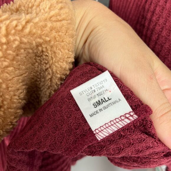 Gibsonlook Maroon Burgundy Waffle Knit Henley L/S Shirt S NWT - Picture 6 of 6
